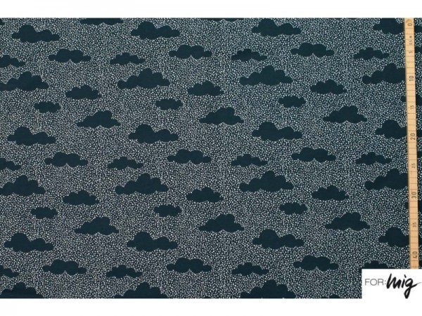 Bio-Sommersweat Pünktchenwolken, dunkelblau/weiß - Lillestoff